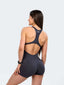 Gym Bodysuit Openback Short - Dark Grey