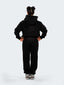Model in black CAZBERA baggy joggers and hoodie